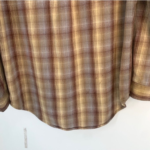 Wrangler Expeditions Men's Brown and Yellow Soft Flannel Button Down Shirt - Picture 10 of 12